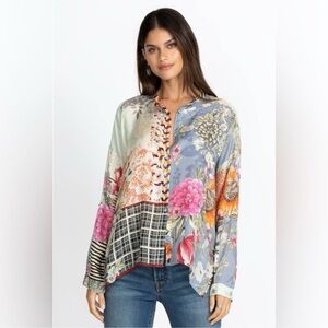 Johnny Was Milly Lennox Women's Long Sleeve Top Blouse 100% Silk Sz Med Floral